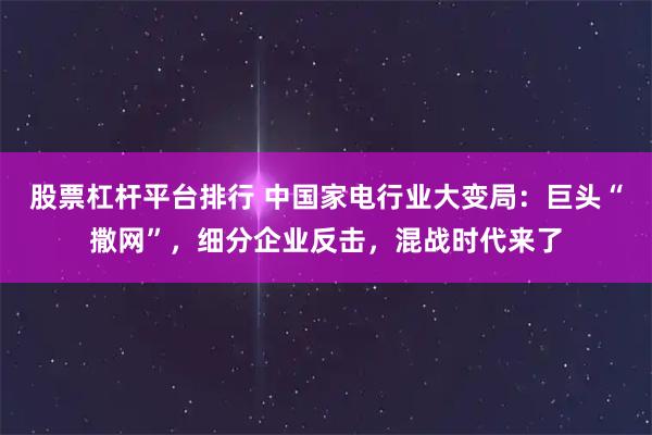 股票杠杆平台排行 中国家电行业大变局：巨头“撒网”，细分企业反击，混战时代来了
